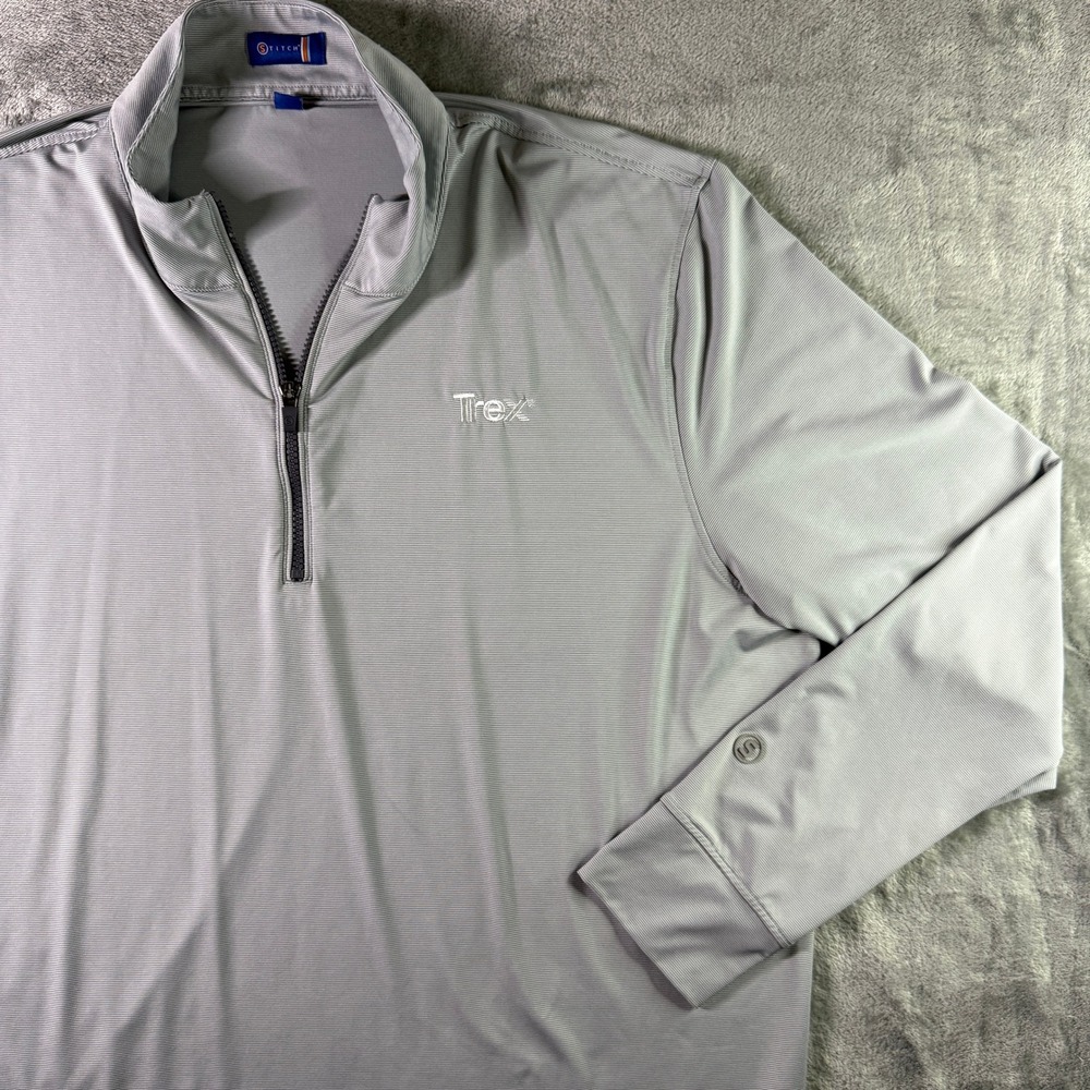 Stitch Trex Mens XL Gray 1/4 Zip Pullover Long Sleeve Golf Shirt